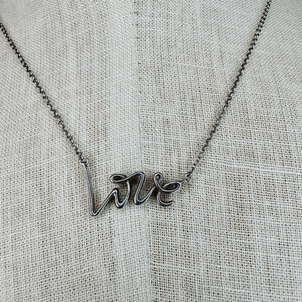 Tiffany & Co. Paloma Picasso Graffiti Love Pendant Necklace Sterling Silver 16" - Picture 4 of 7